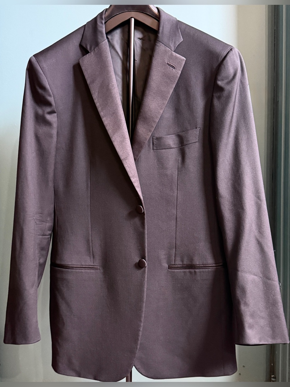 Isaia Napoli Tuxedo Dinner Jacket 54/ 44 Black Aquaspider Wool Notch Lapel Italy